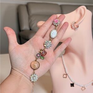 Floral Charm Bracelet with Multicolor Accents
